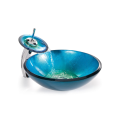 VELDMAN Niebieska szklana umywalka + akcesoria do wyboru