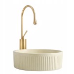VELDMAN Umywalka ceramiczna nablatowa ryflowana VERONA pasek BEŻOWA MAT kaszmir