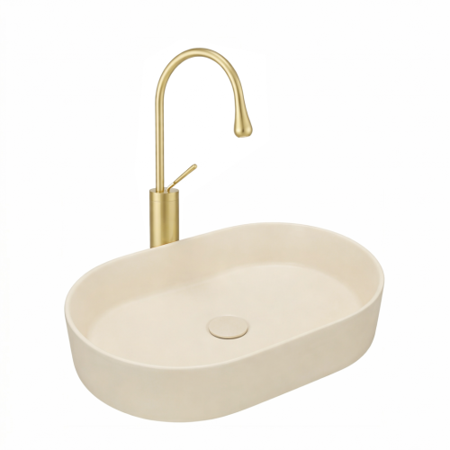 VELDMAN Umywalka ceramiczna nablatowa VERONA 60 cm BEŻOWA MAT kaszmir