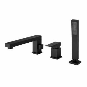 VELDMAN Czarna bateria wannowa 3-otworowa QUADRO black