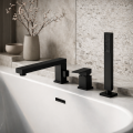 VELDMAN Czarna bateria wannowa 3-otworowa QUADRO black