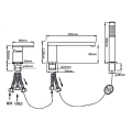 VELDMAN Czarna bateria wannowa 3-otworowa QUADRO black